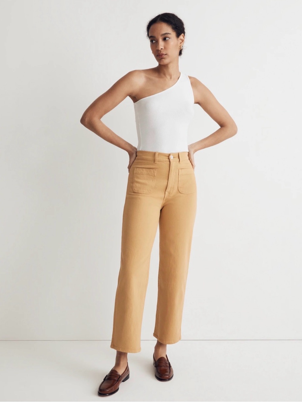 Madewell Emmett wide leg denim in Earthen Gold